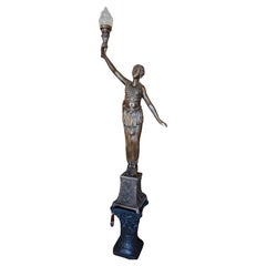 Estatua de Bronce de Dama Art Nouveau de principios del siglo XX