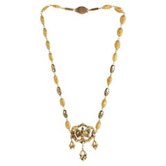Early 20th Century Art Nouveau Necklace in 14 Kt Gold with Enamels
