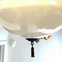 Early 20th Century Art Nouveau Opaline Pendant Light With Tassel