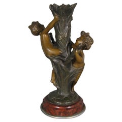 Early 20th Century Art Nouveau Regule Candlestick Signed Madrassi - 1Y185