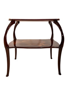 Early 20th Century Art Nouveau Side Table with Flower Inlays and Twisted Feet