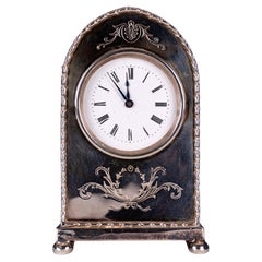 Early 20th Century Art Nouveau Silver Carriage Clock By William Comyns London