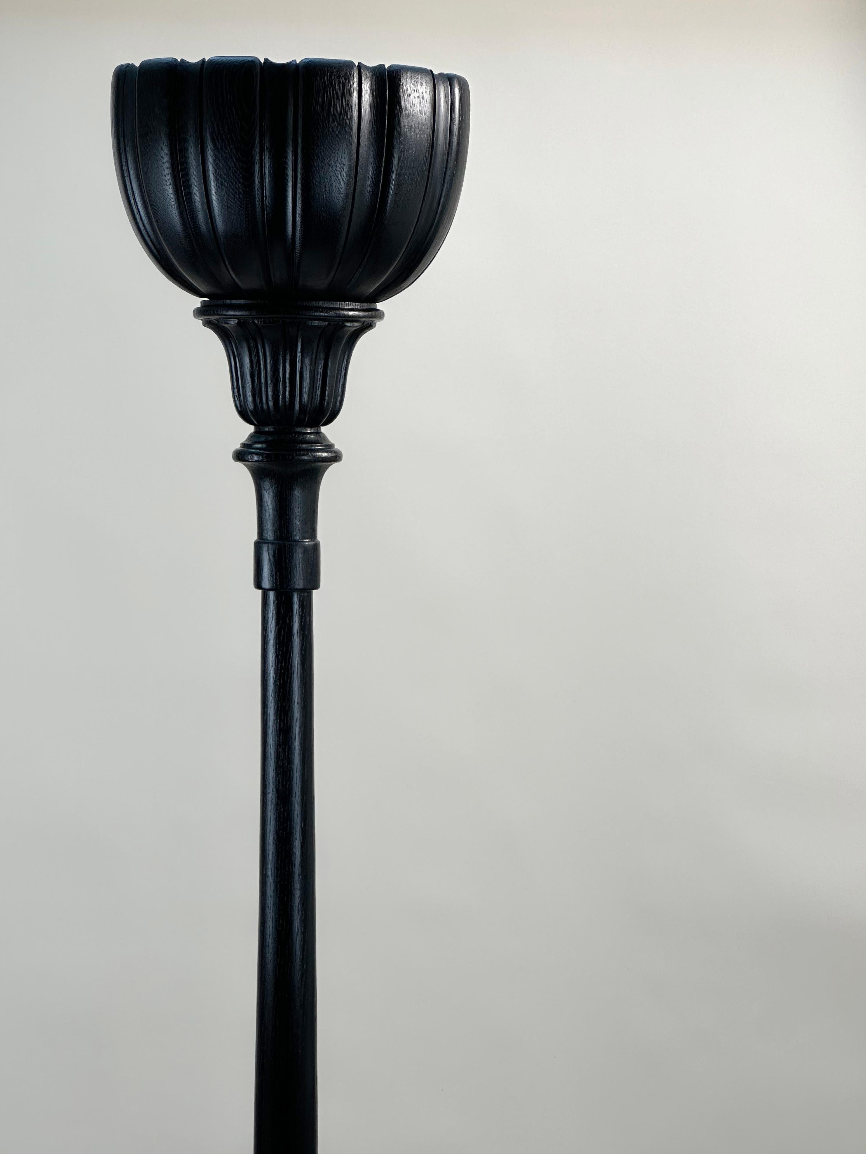 Late Victorian Victorian, Torchere Style 'Ebonized Oak' Floor Lamp - England  For Sale