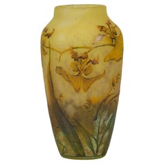 Early 20th Century Art Nouveau "Wild Orchid Vase" by Daum Frères