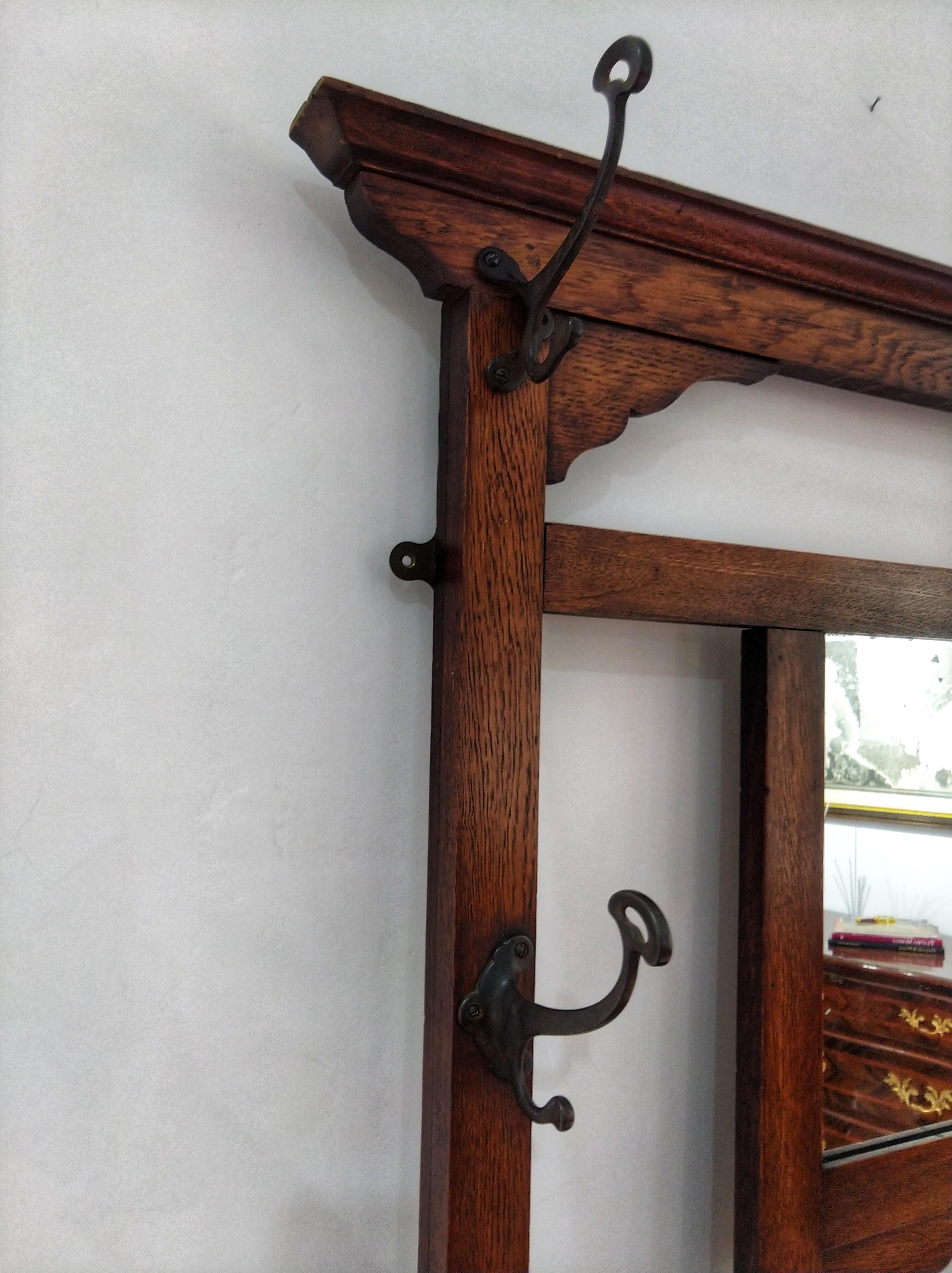 Early 20th Century Art Nouveau Durmast Oak Coat Rack or Hall Stand LAST PRICE In Excellent Condition For Sale In Toledo, Castilla La Mancha