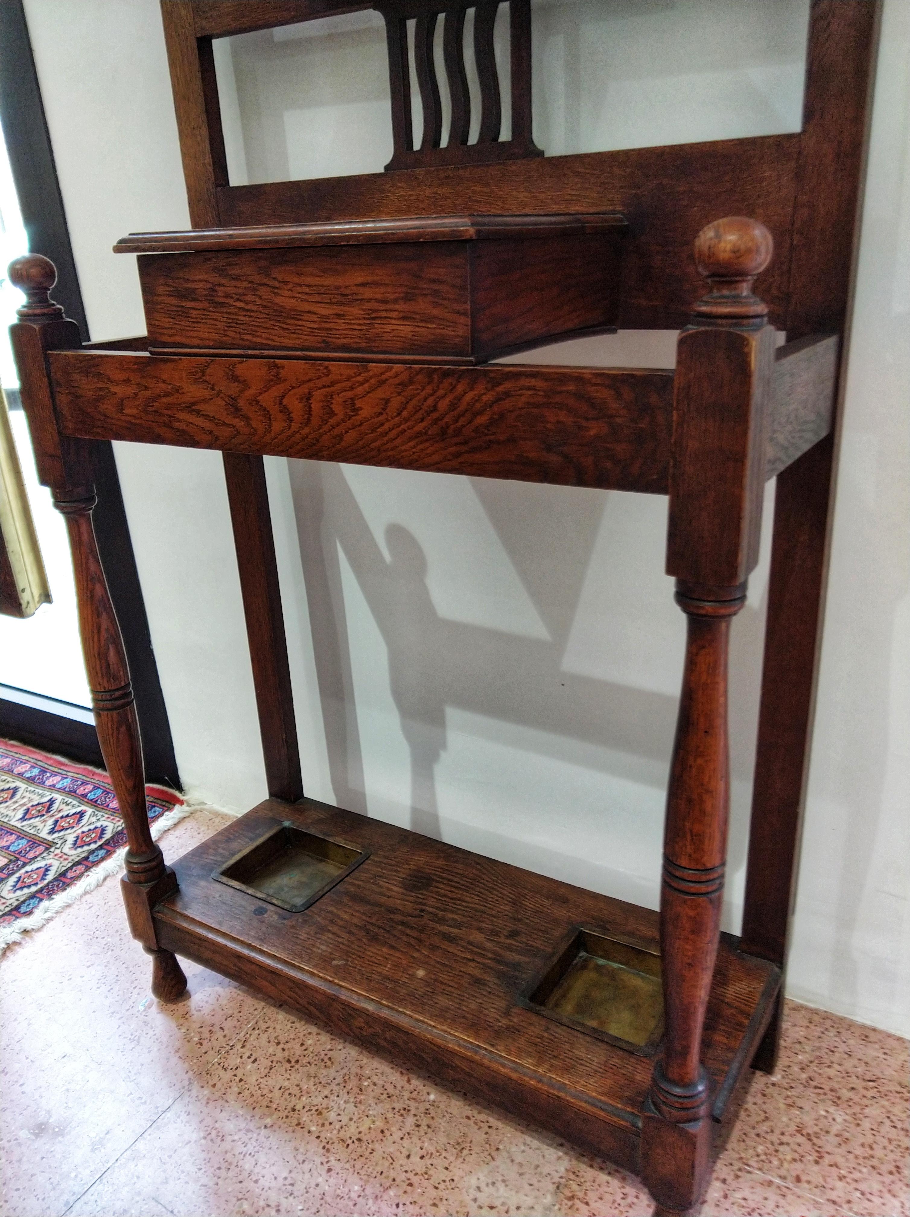 Early 20th Century Art Nouveau Durmast Oak Coat Rack or Hall Stand LAST PRICE For Sale 2