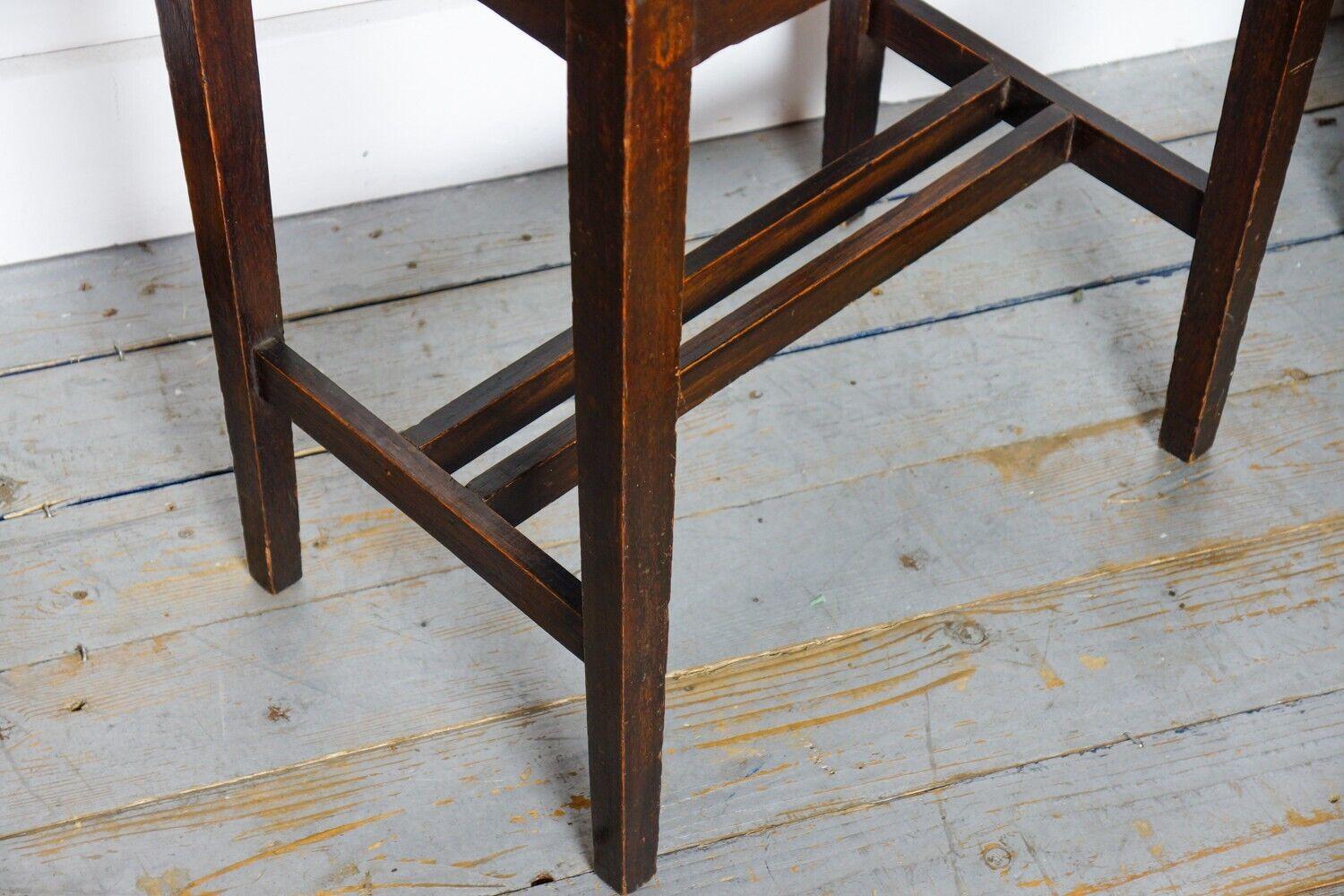 Early 20th Century Arthur Simpson Tall Arts and Craft Oak and Leather stool For Sale 2