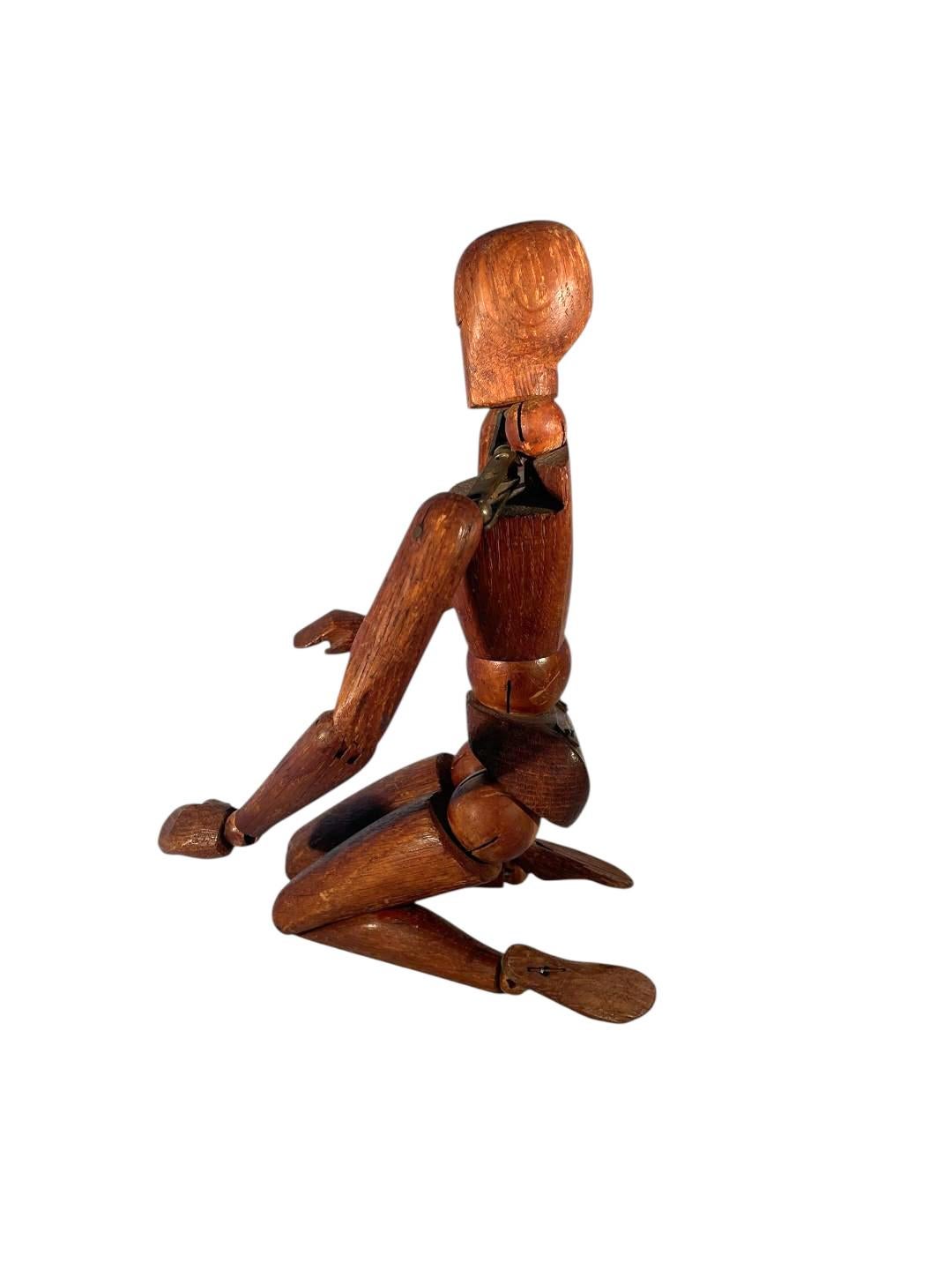 Mannequin d'artiste ou figure de pose en bois sculpté articulé du début du 20e siècle en vente 5