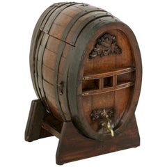 Used Early 20th Century Artisan Made Oak Calvados Barrel Dry Bar on Stand