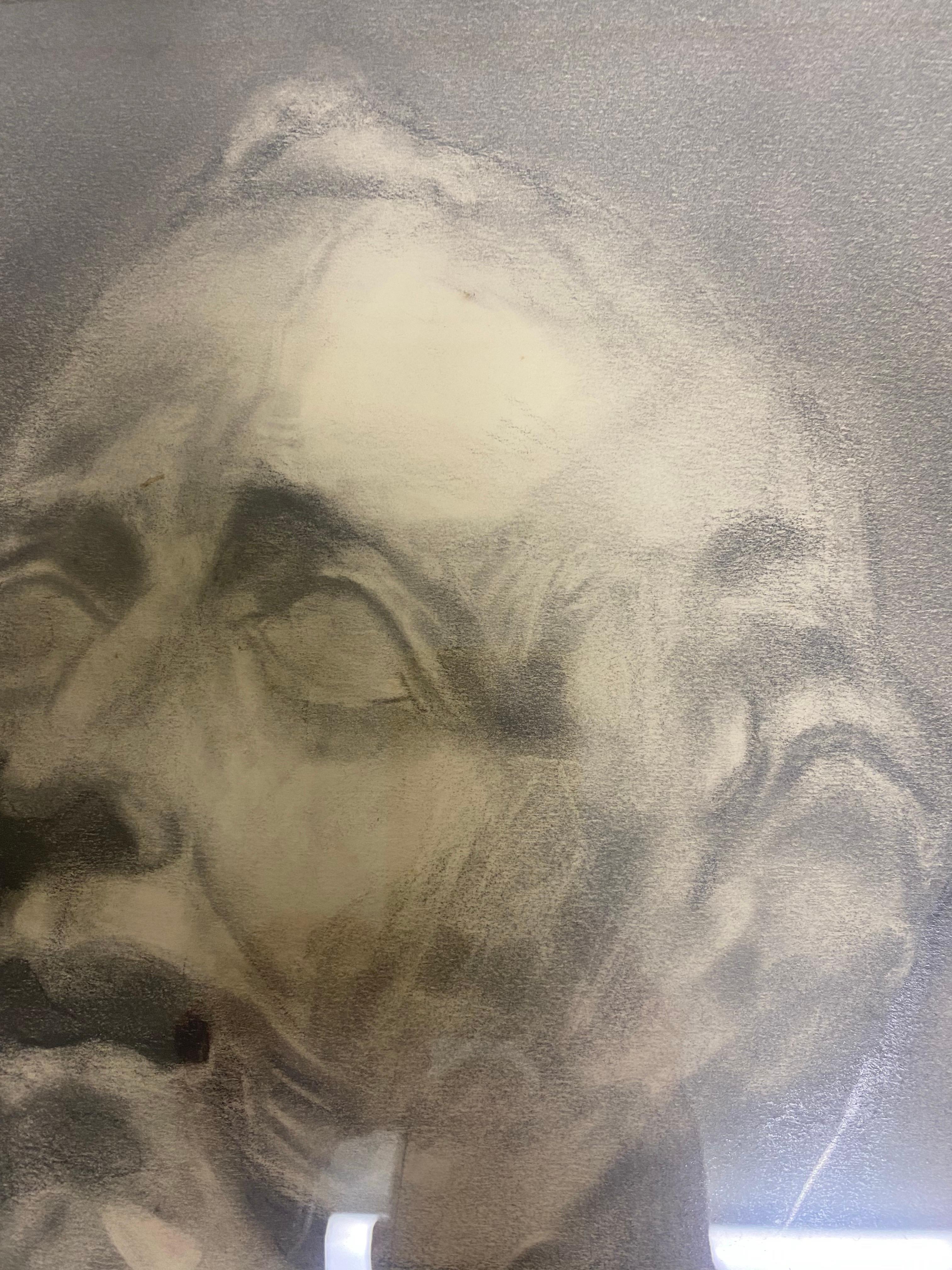 Early 20th century artist study of a classical bust pencil on paper For Sale 2