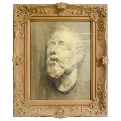 Early 20th century artist study of a classical bust pencil on paper