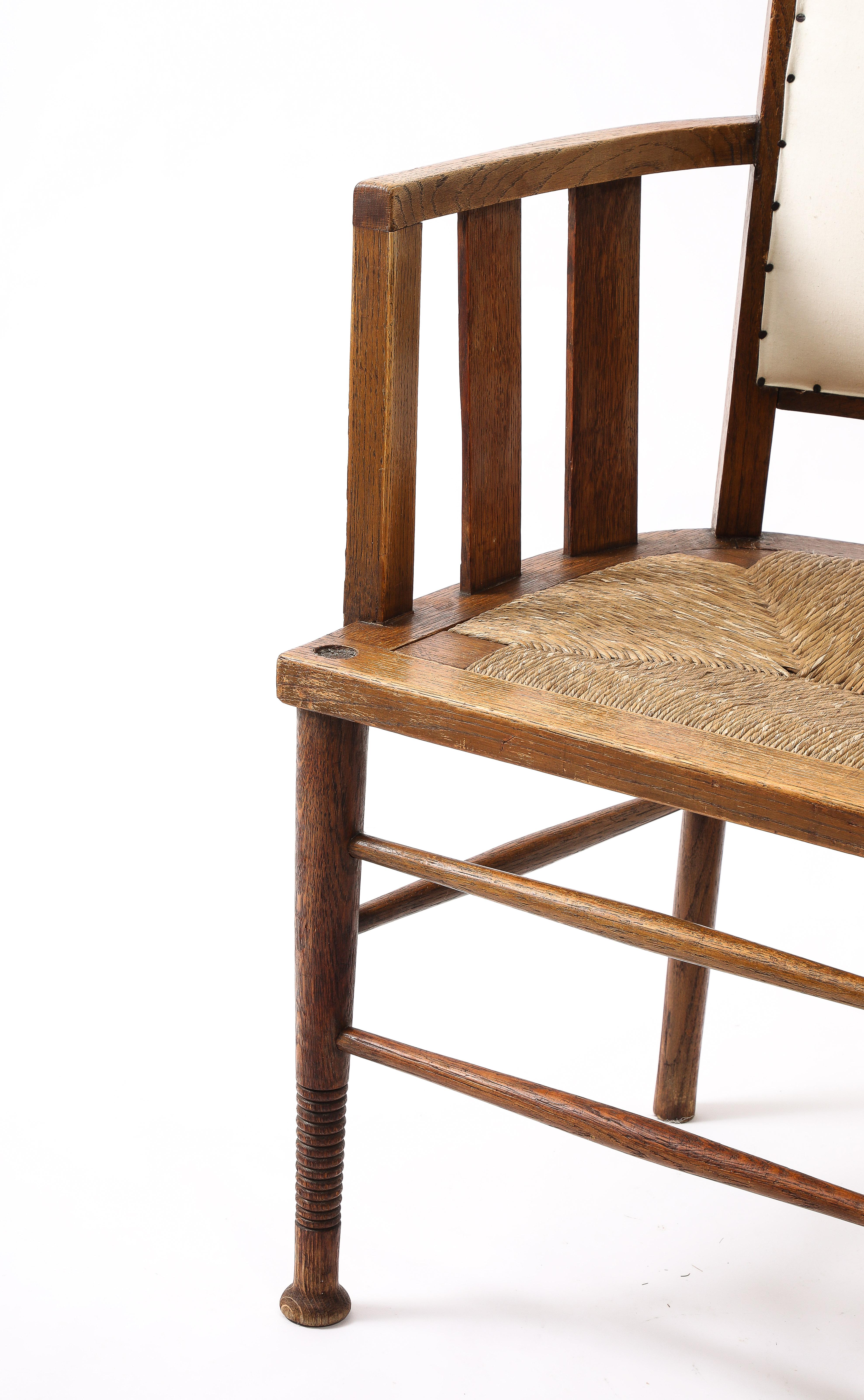 Rush Early 20th Century Arts and Crafts Armchair, England 1920's For Sale