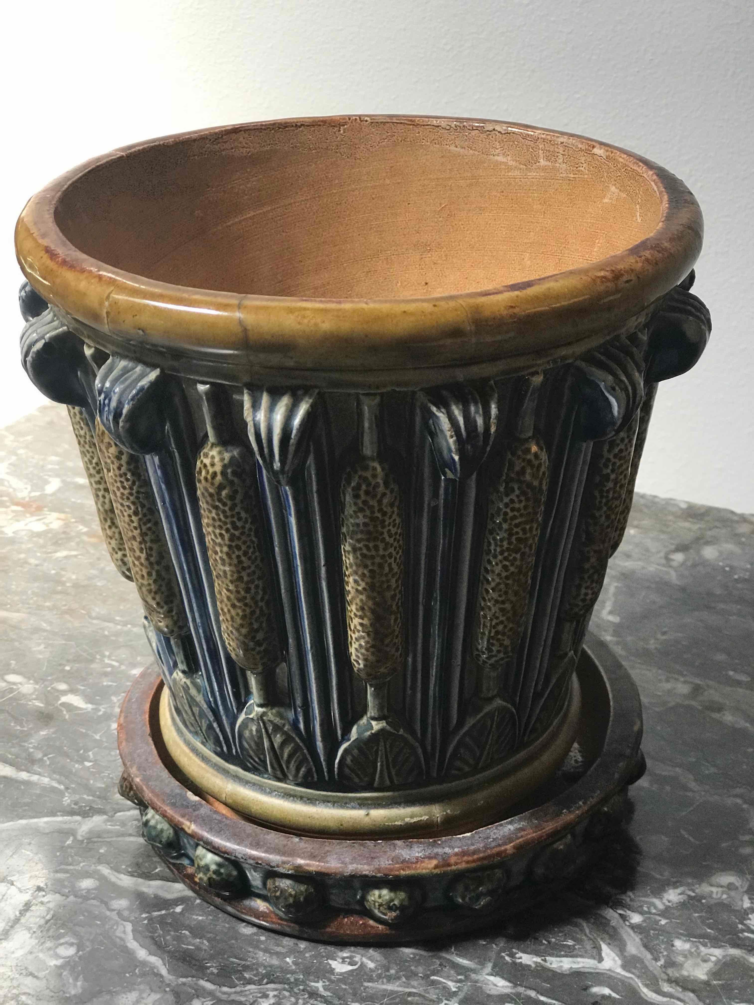 Early 20th Century Arts and Crafts Jardiniere Pot with Drip Tray In Good Condition In Los Angeles, CA