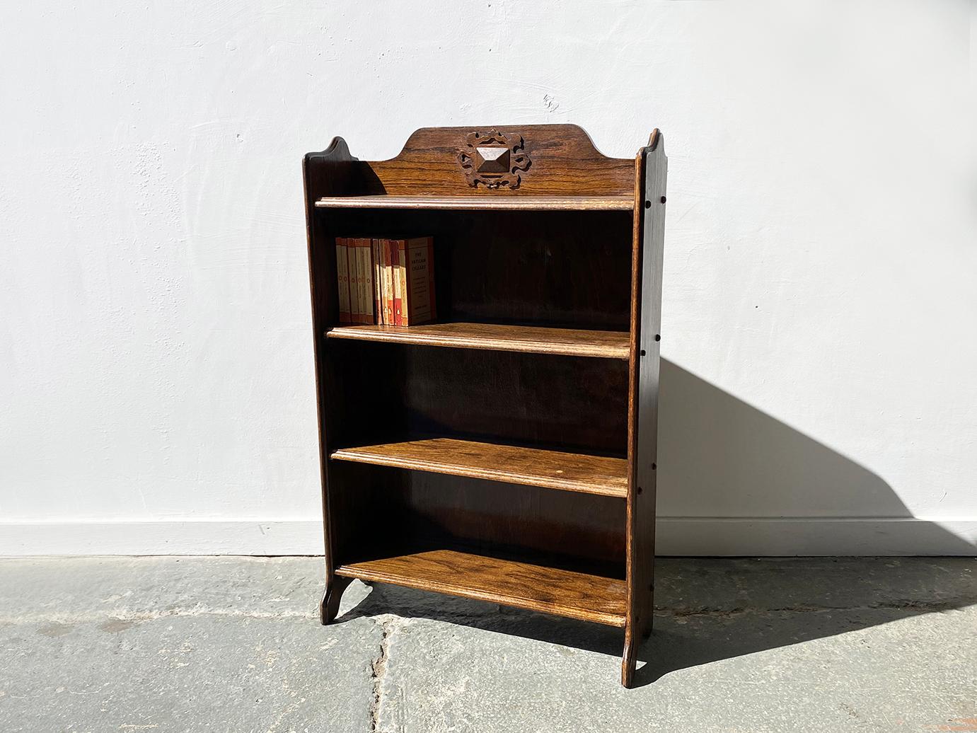 Early 20th century Arts and Crafts oak book shelves 1