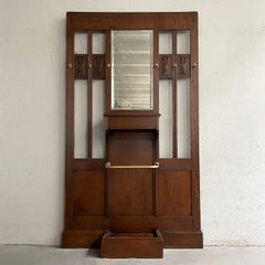 Early 20th Century, Arts and Crafts Oak Entryway Hall Tree