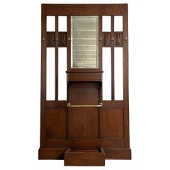 Antique Early 20th Century, Arts and Crafts Oak Entryway Hall Tree