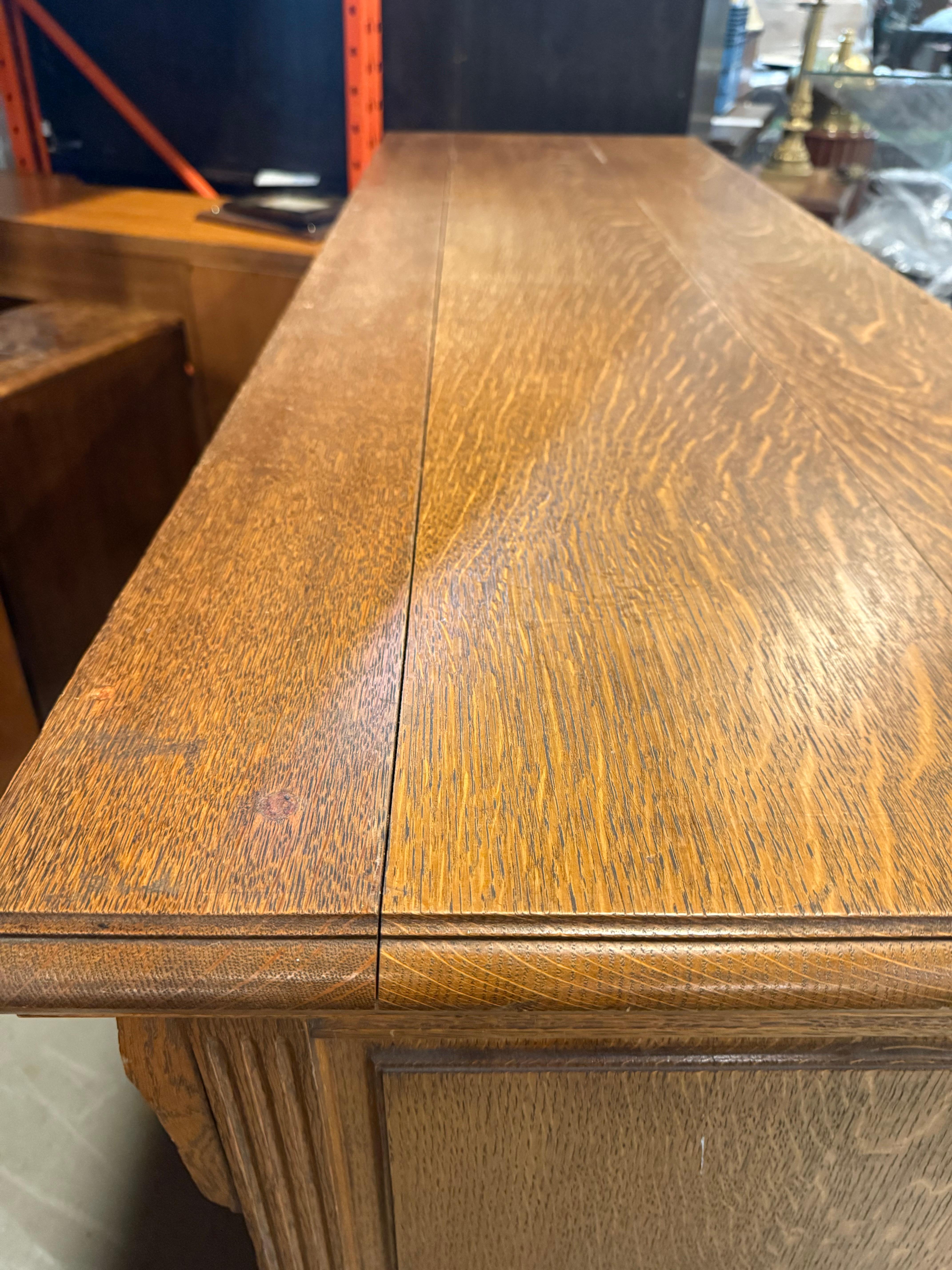 Early 20th Century Arts and Crafts Solid Oak Sideboard For Sale 11