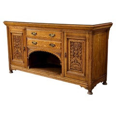 Antique Early 20th Century Arts and Crafts Solid Oak Sideboard