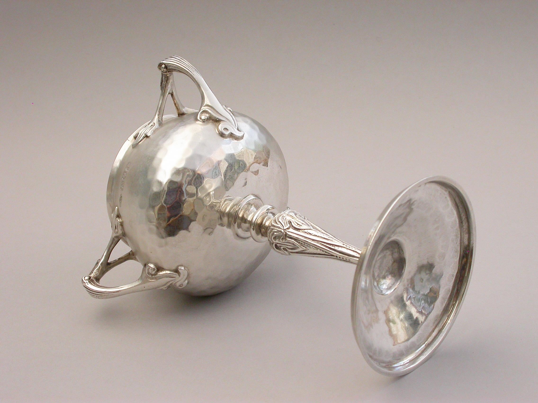 Early 20th Century Arts & Crafts Hammered Silver 3-Handled Cup, 1904 2