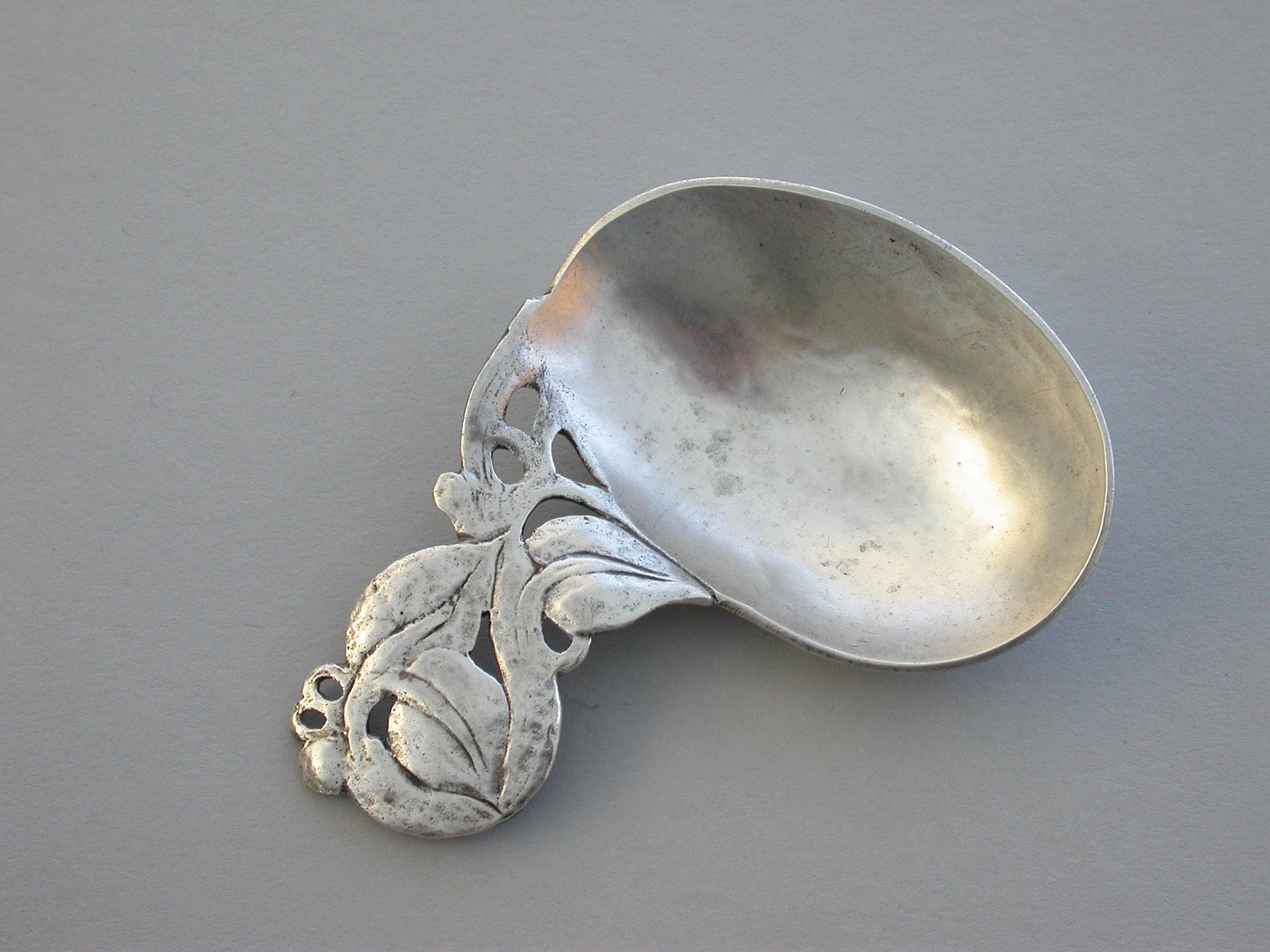 Arts and Crafts Early 20th Century Arts & Crafts Hammered Silver Caddy Spoon, 1927 For Sale