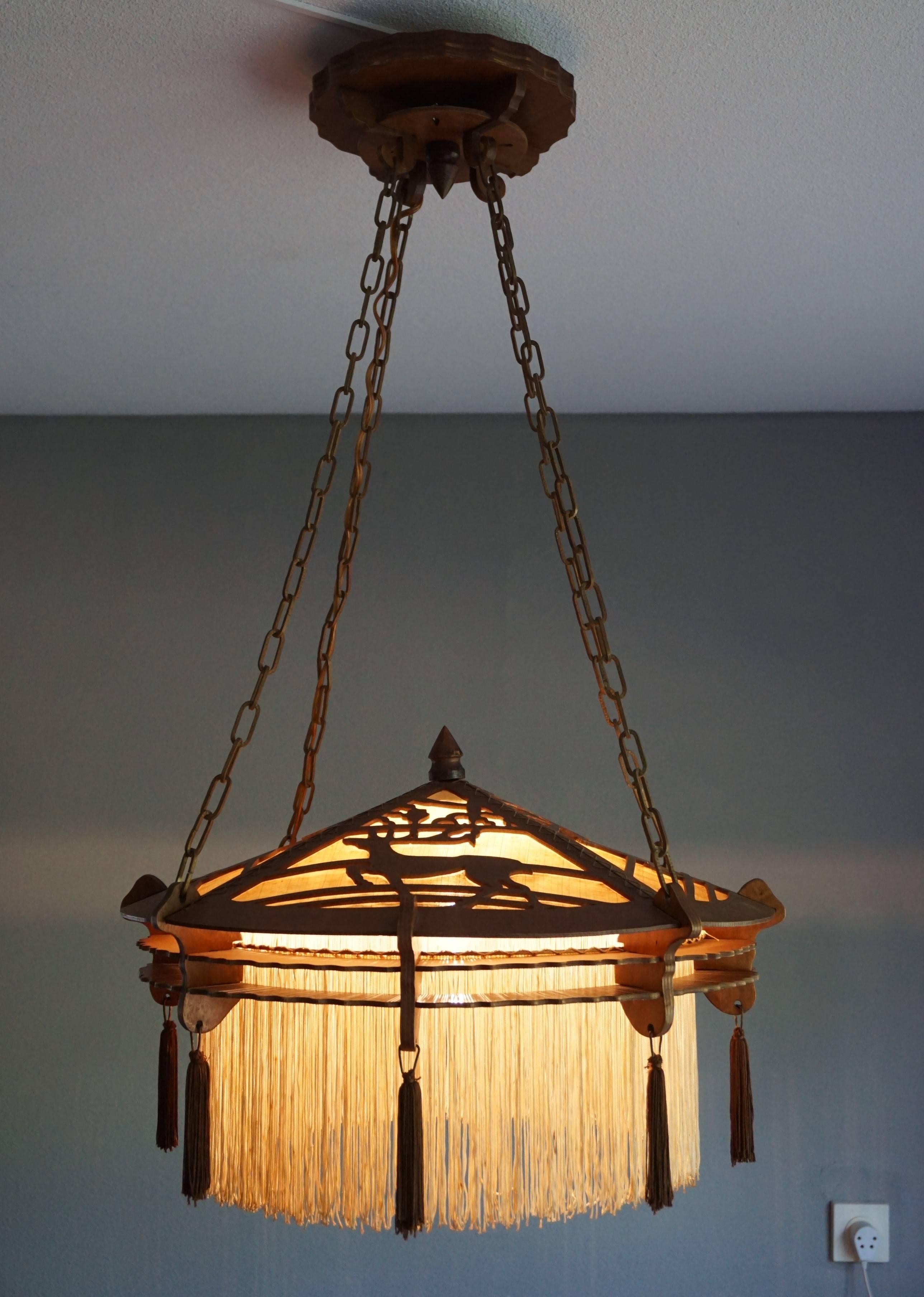 A handcrafted pendant with a very calm look and feel.

Finding rare or unique light fixtures always makes our day and when we came across this handcrafted wooden pendant we were immediately 'sold'. The calm look and feel of this handsawn and