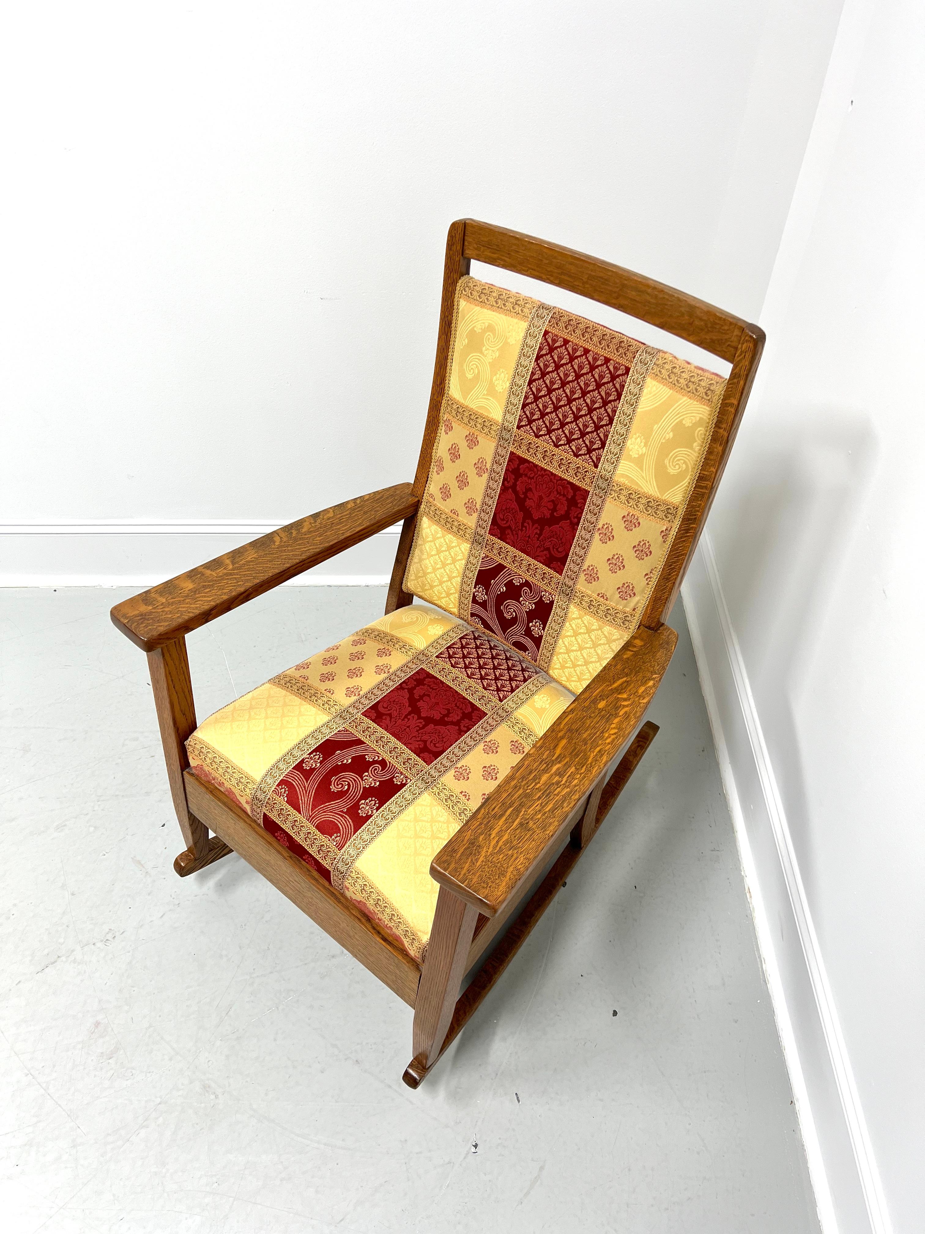 Arts and Crafts Early 20th Century Arts & Crafts Period Quartersawn Tiger Oak Rocking Chair For Sale