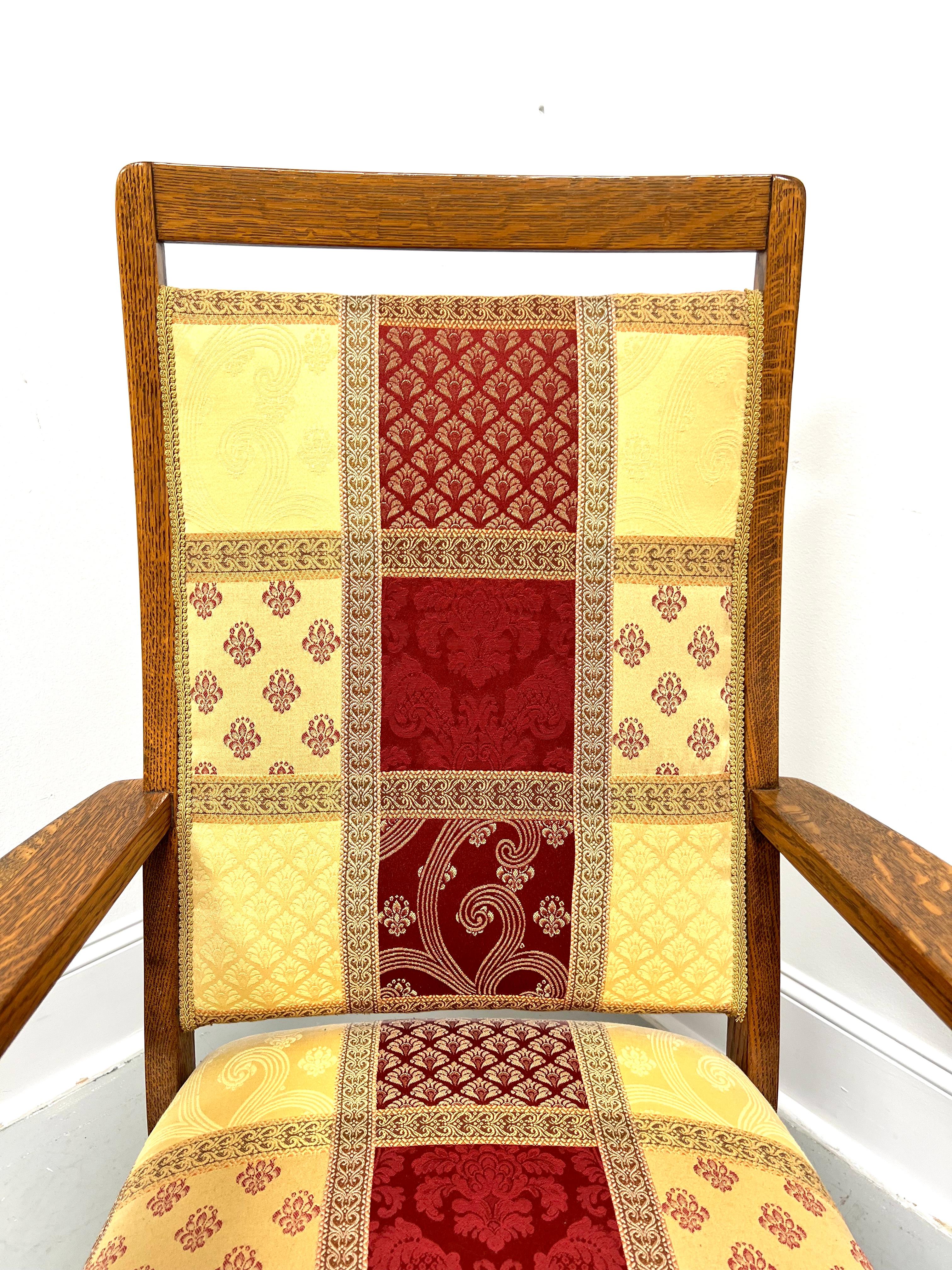 American Early 20th Century Arts & Crafts Period Quartersawn Tiger Oak Rocking Chair For Sale