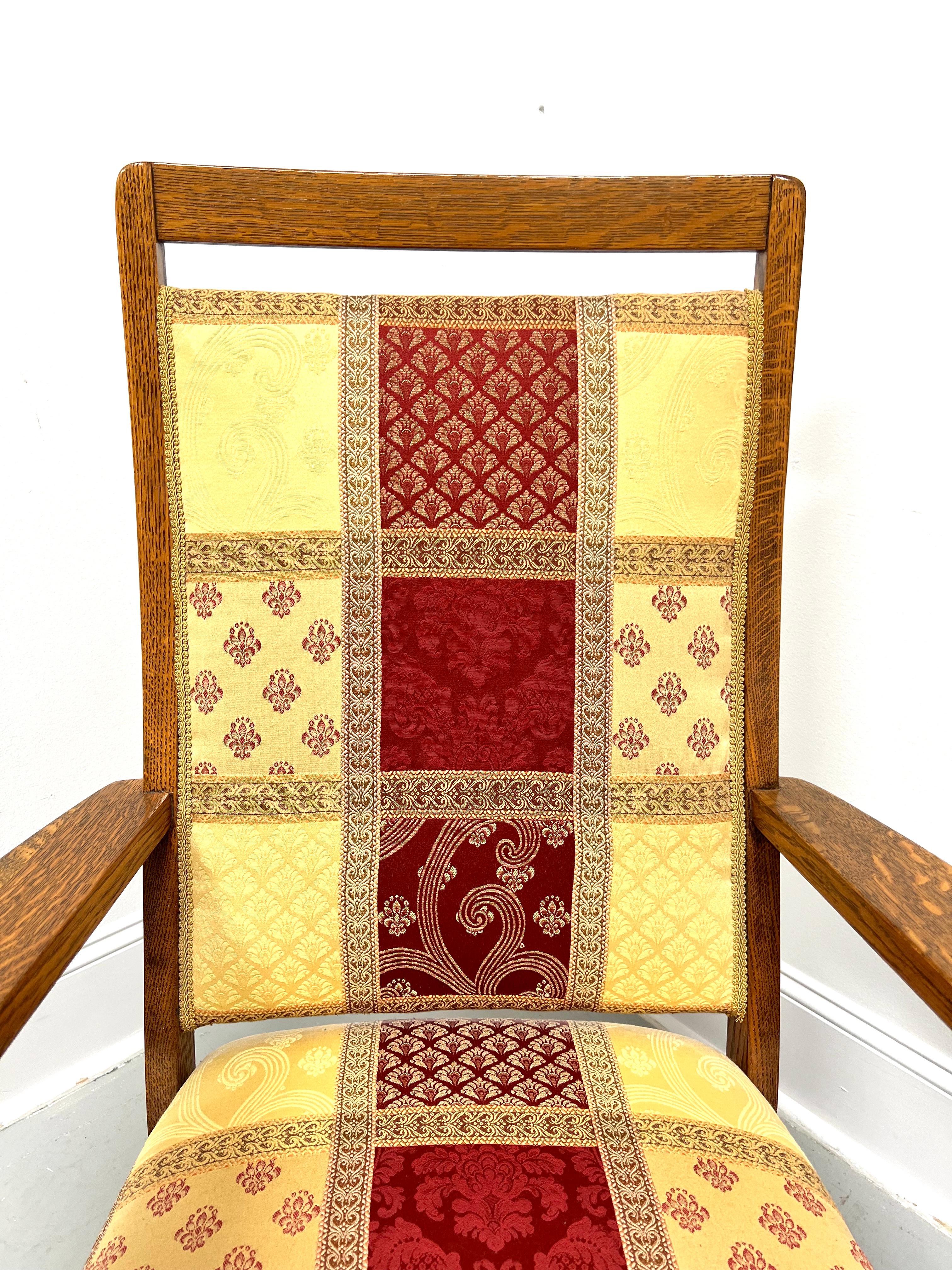 American Early 20th Century Arts & Crafts Period Quartersawn Tiger Oak Rocking Chair