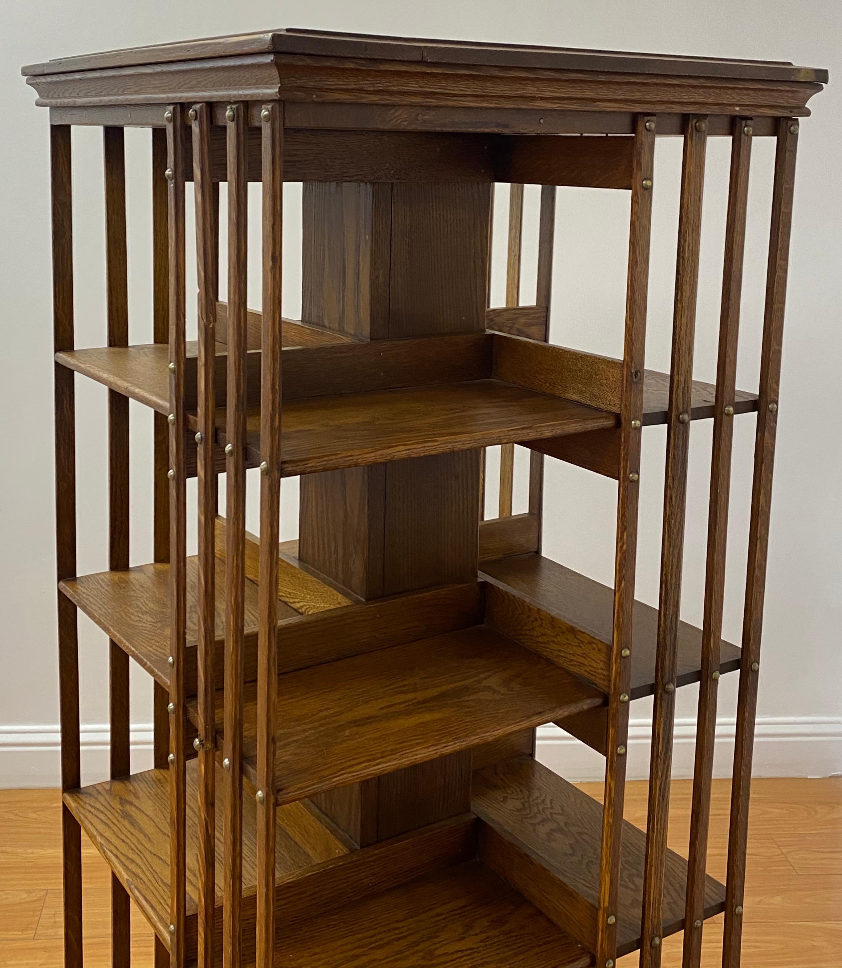 American Early 20th Century Arts & Crafts Rotating Bookcase, C.1900-1910