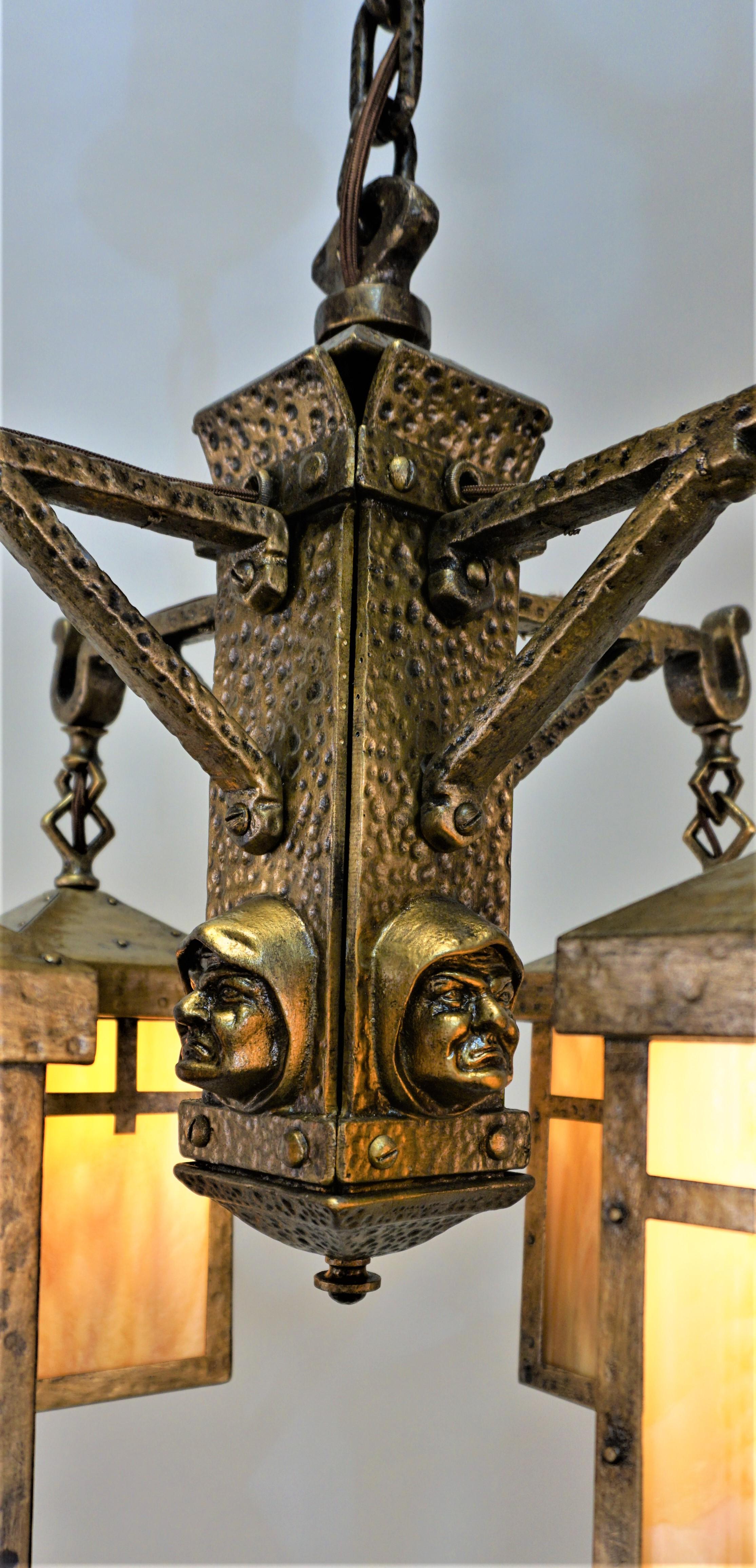 arts and crafts chandelier antique
