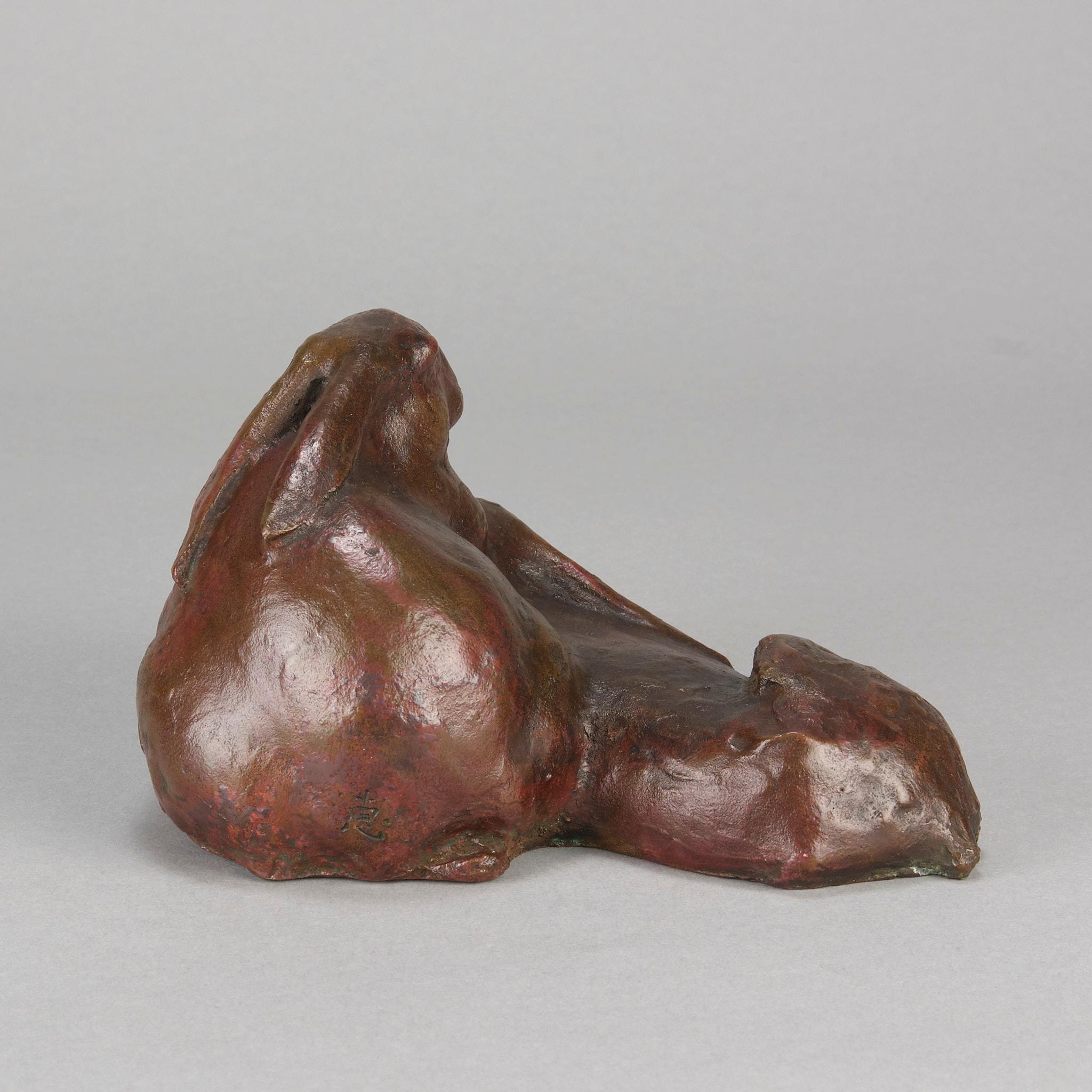 Bronze Paire de lapins en bronze asiatique du début du 20e siècle en vente