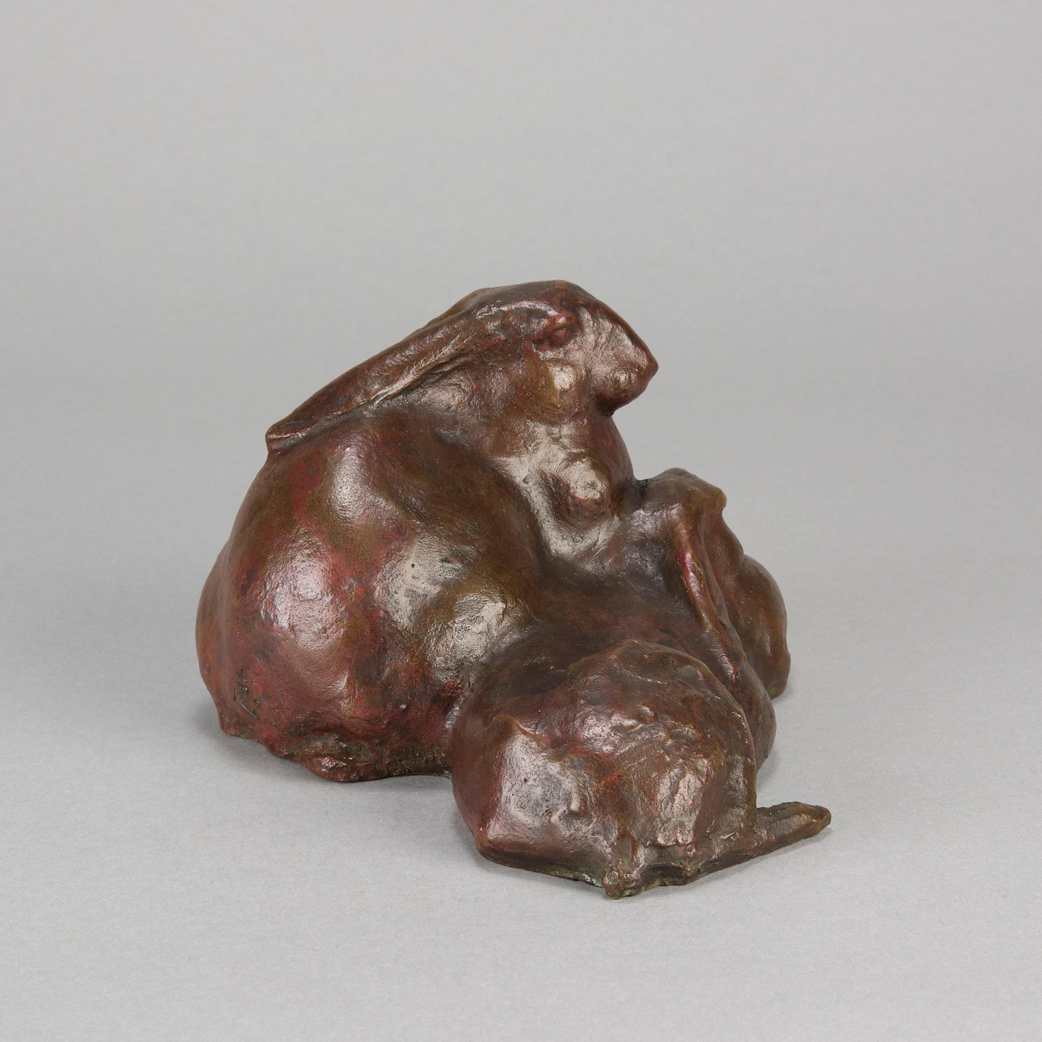 Early 20th Century Asian Bronze Pair of Rabbits For Sale 3