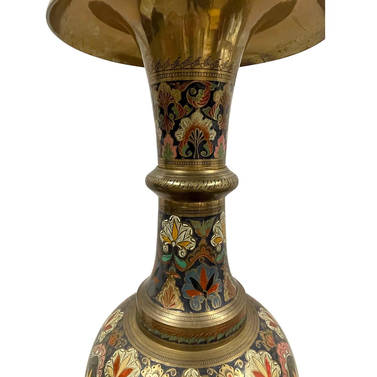 Early 20th Century Asian Bronze Polychrome Enameled Floor Vase For Sale 5