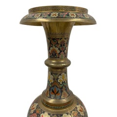 Early 20th Century Asian Bronze Polychrome Enameled Floor Vase