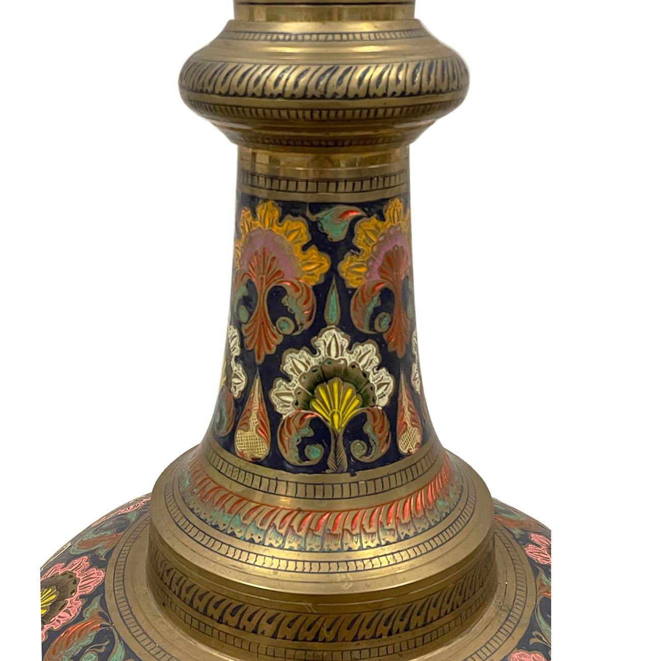 Early 20th Century Asian Bronze Polychrome Enameled Floor Vase For Sale 1