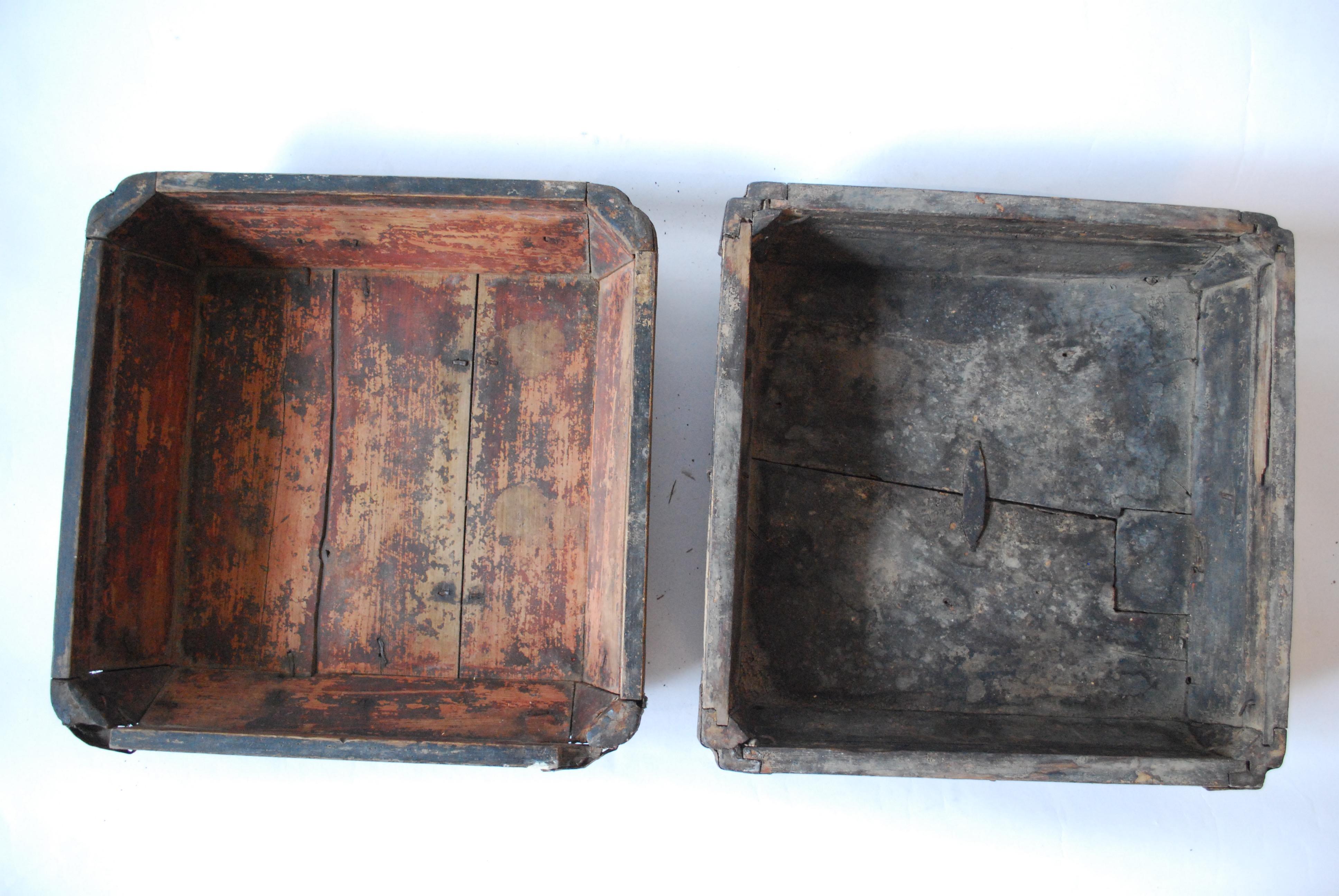 Early 20th Century Asian Covered Food Boxes Set of Six 6