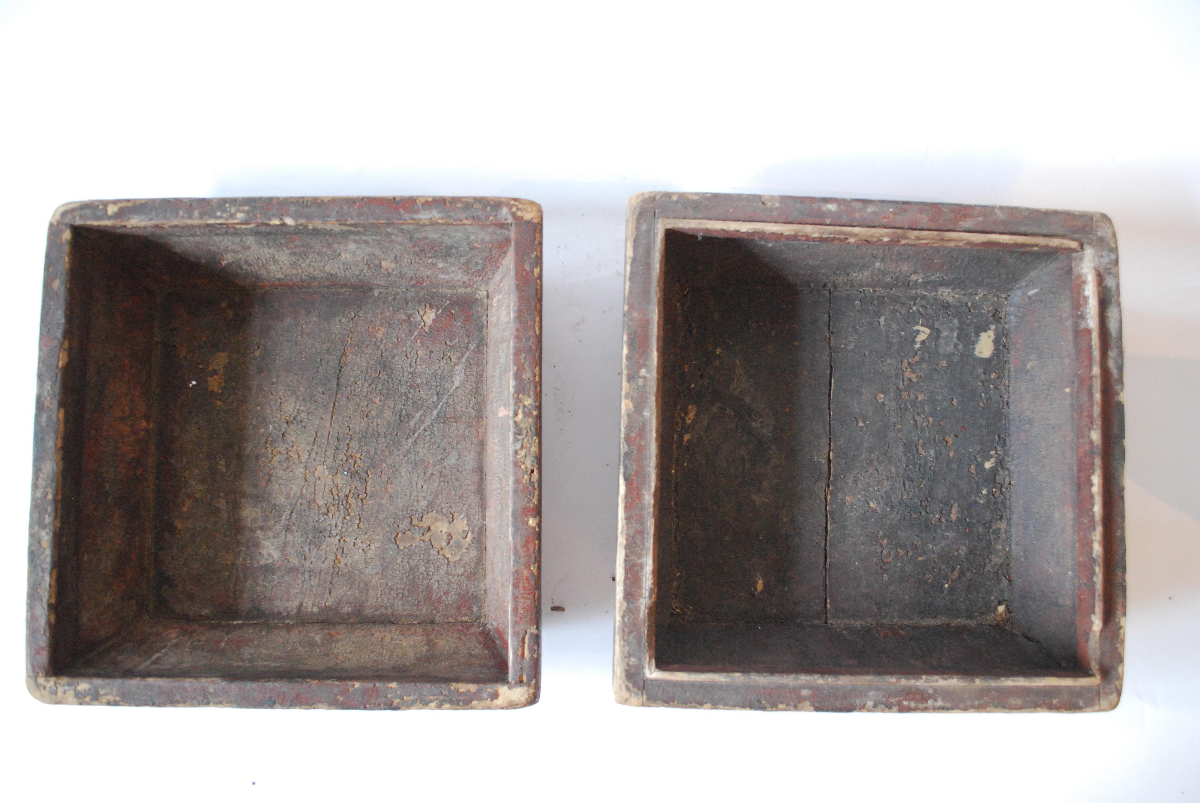 Early 20th Century Asian Covered Food Boxes Set of Six 14