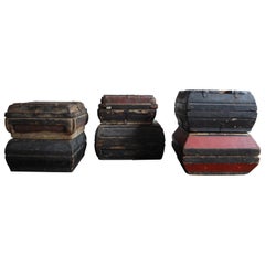 Antique Early 20th Century Asian Covered Food Boxes Set of Six