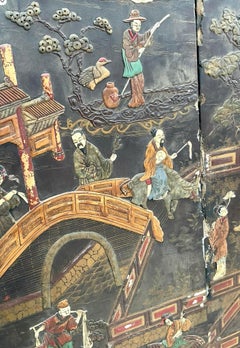 Early 20th Century Asian Distressed 8 Panel Coromandel Screen