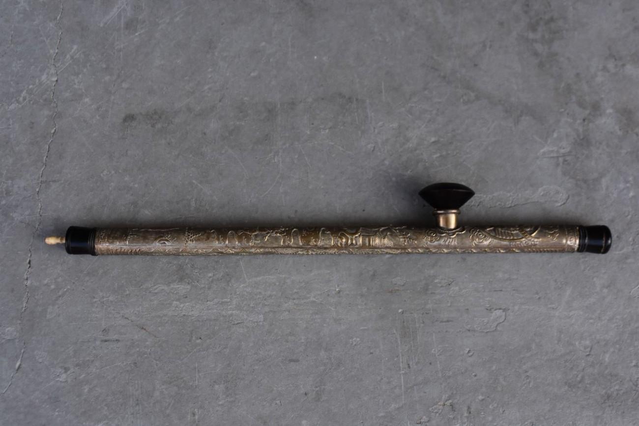 Vietnamese Early 20th Century Asian Pipe Silver Metal For Sale