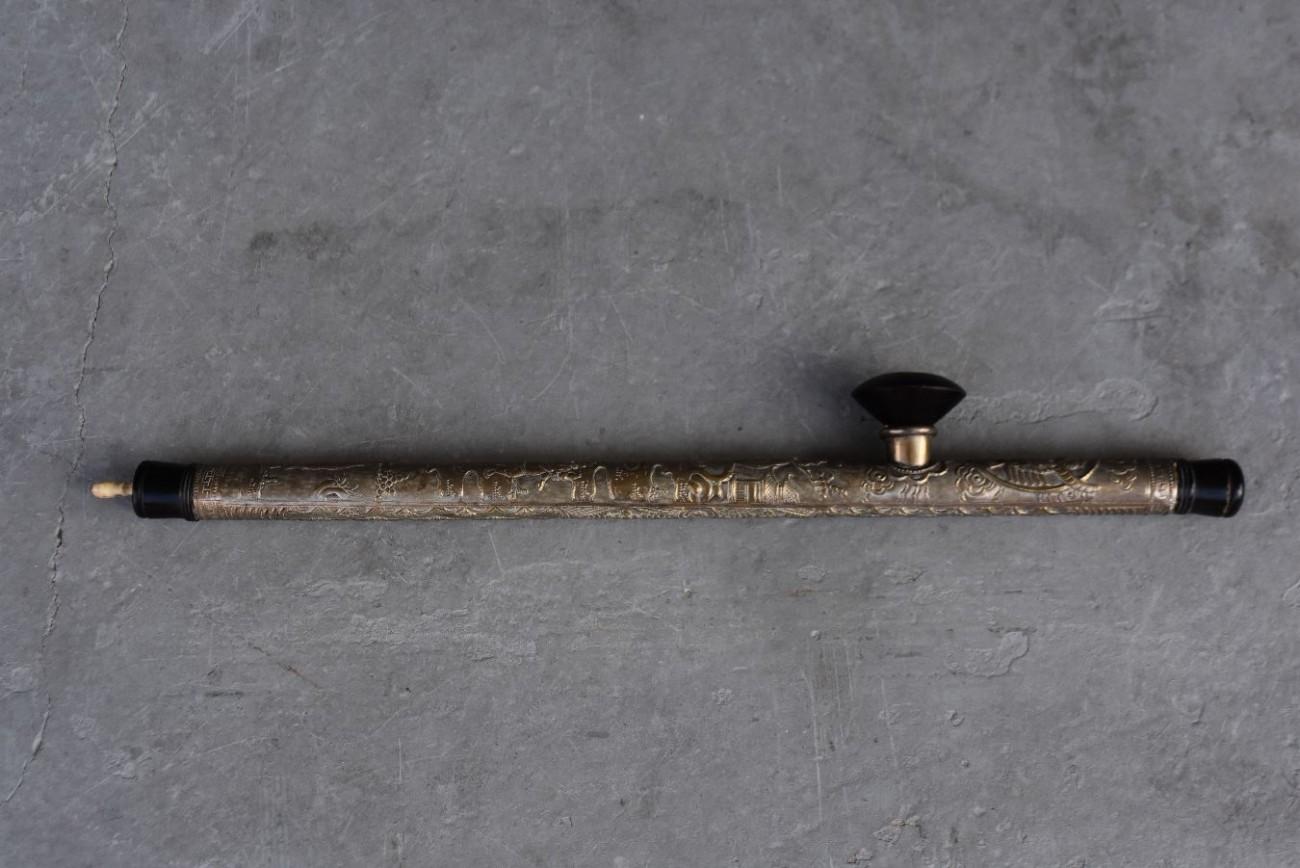 Vietnamese Early 20th Century Asian Pipe Silver Metal For Sale