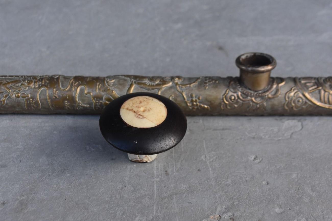 Early 20th Century Asian Pipe Silver Metal In Fair Condition For Sale In Marseille, FR