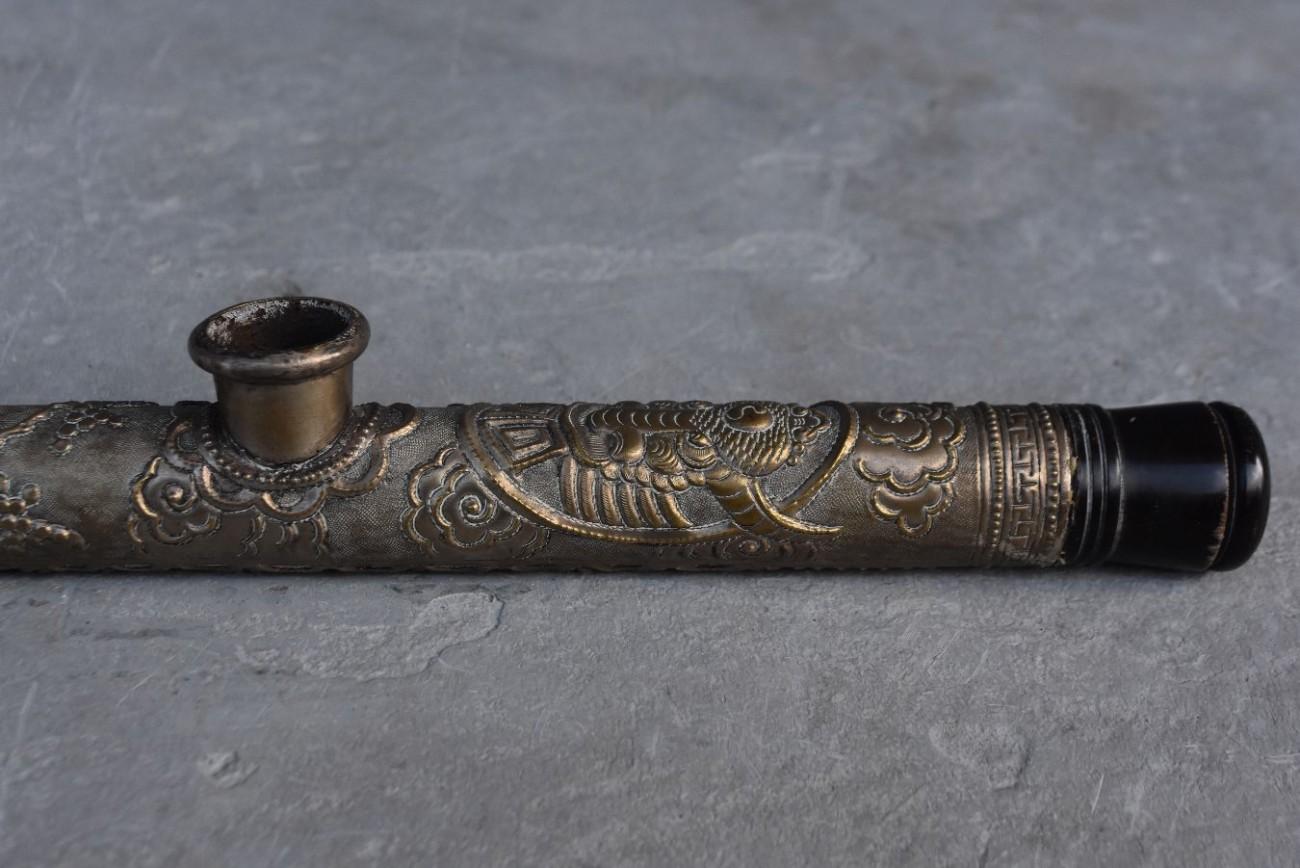 Britannia Standard Silver Early 20th Century Asian Pipe Silver Metal For Sale