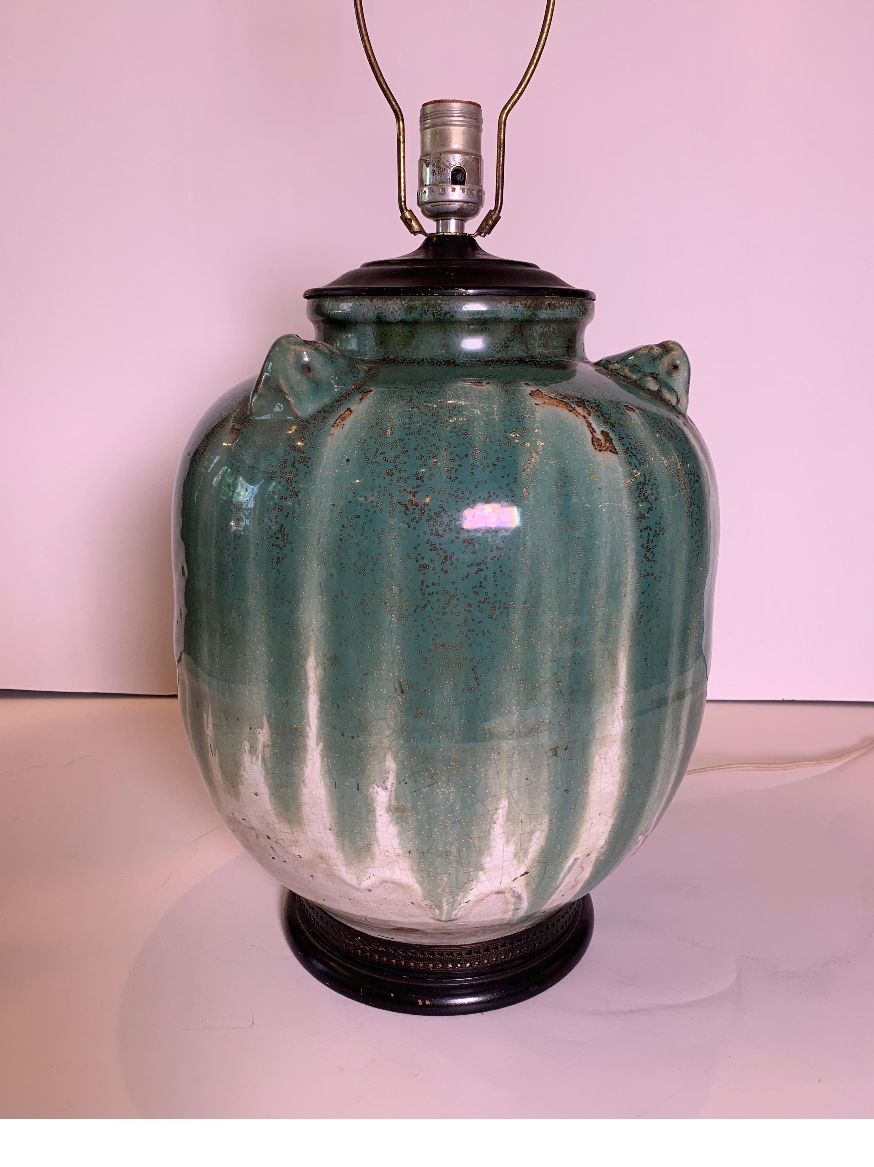 Early 20th Century Asian Pottery Vase Table Lamp 2