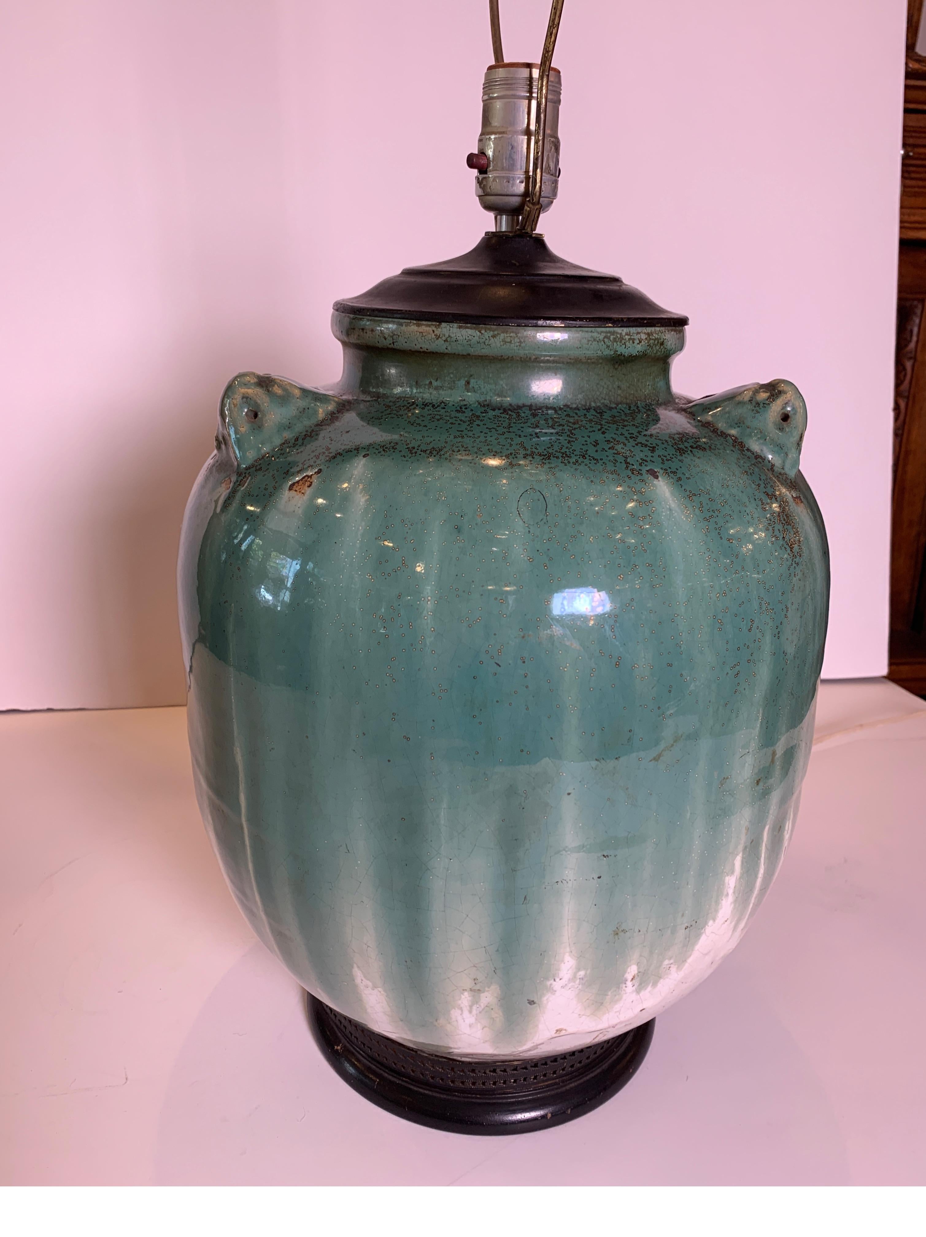 Early 20th Century Asian Pottery Vase Table Lamp 3