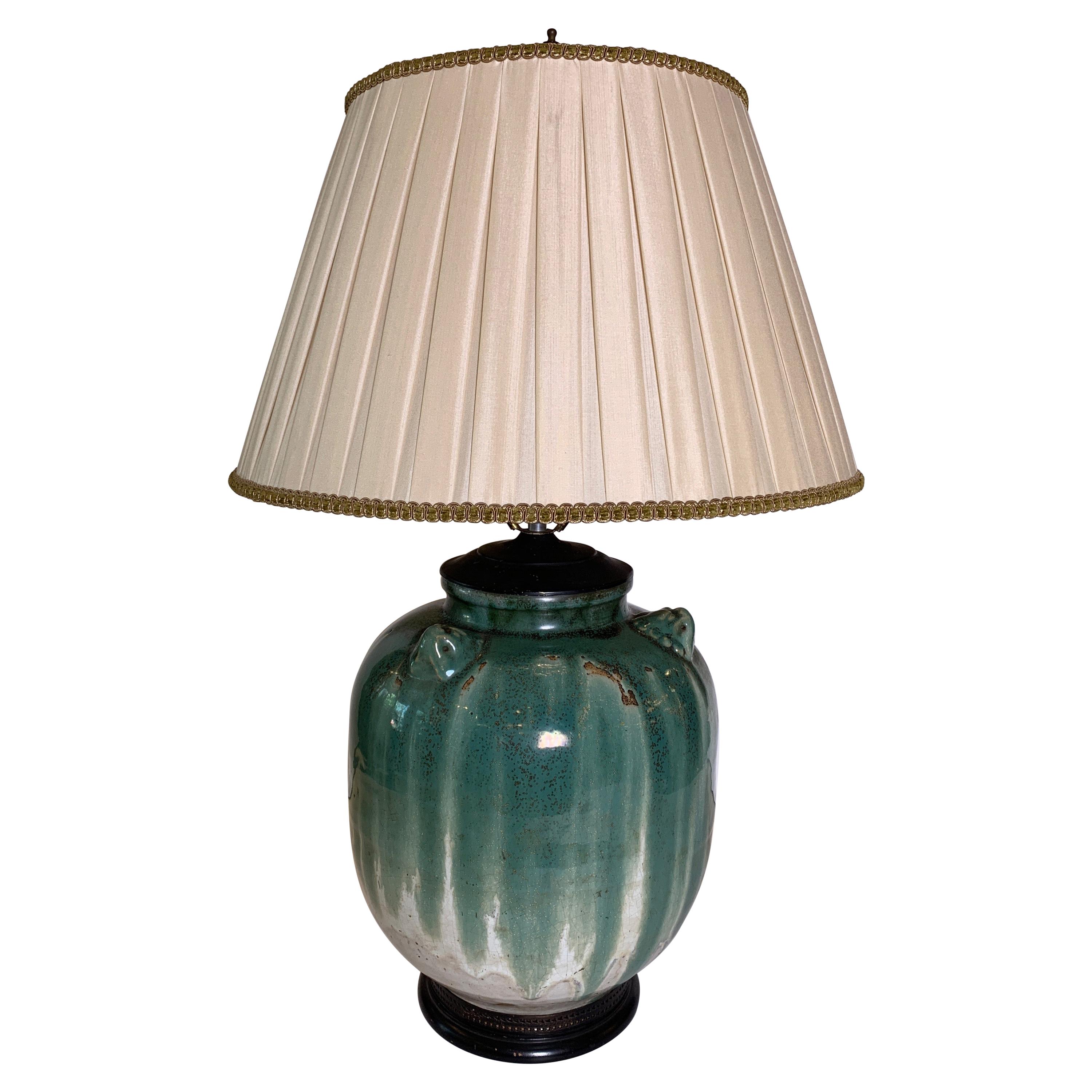 Early 20th Century Asian Pottery Vase Table Lamp