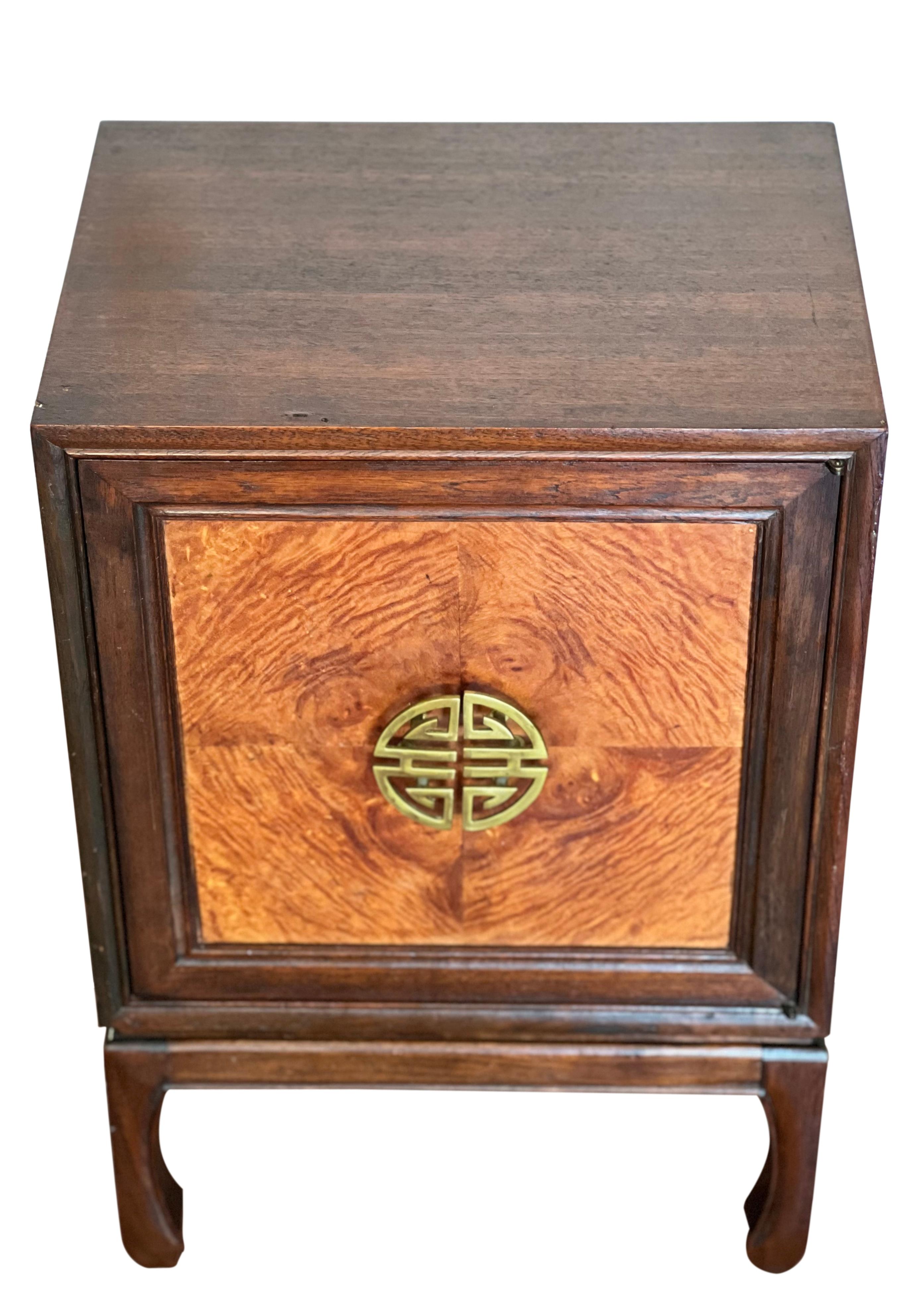 Brass Early 20th Century Asian Style Petite Pipe and Tobacco Cabinet For Sale