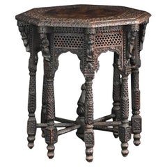 Early 20th Century Astonishing Burmese Hand Carved Side Table 