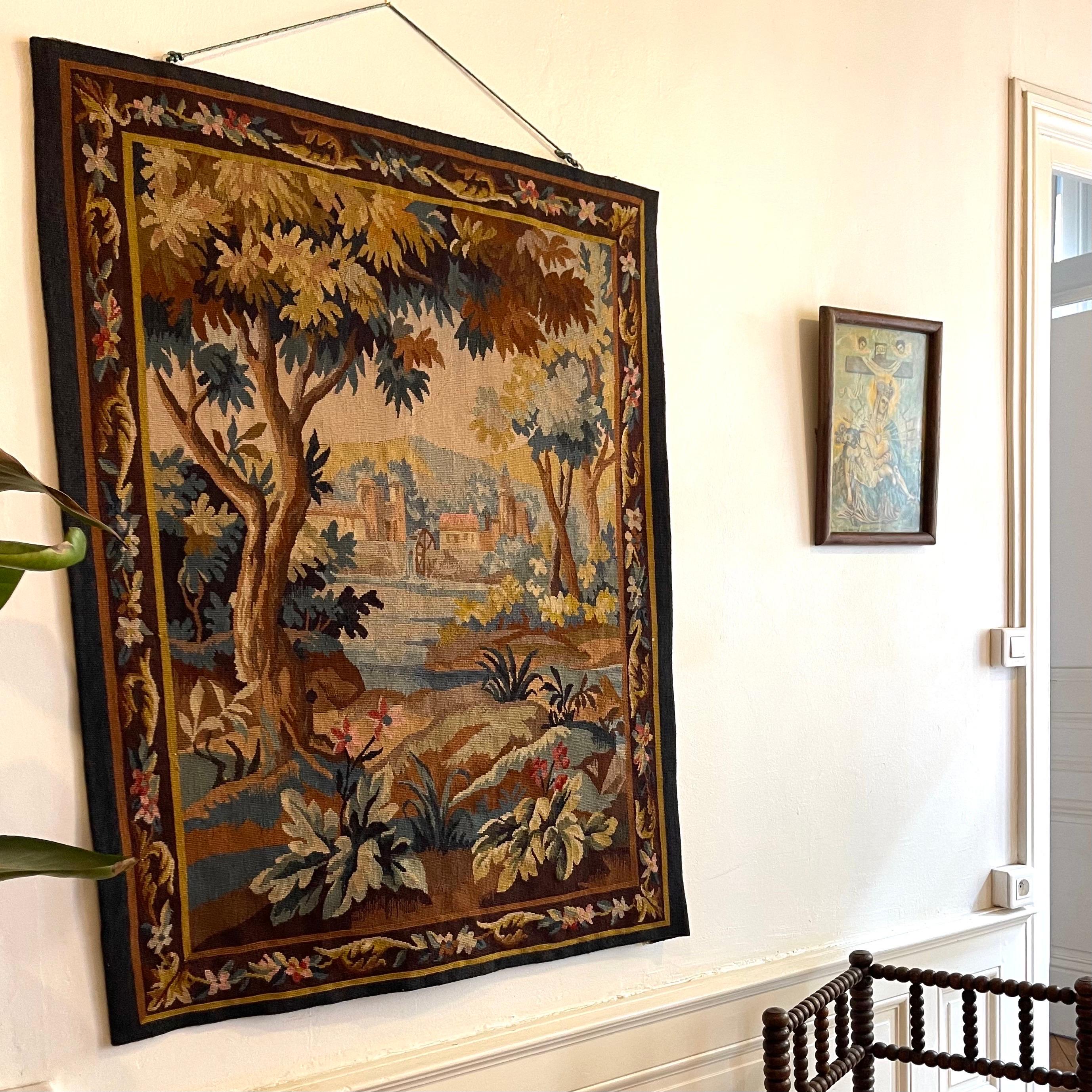 Aubusson Verdure-Wandteppich des frühen 20. Jahrhunderts (Mitte des 20. Jahrhunderts) im Angebot