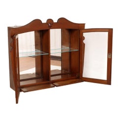 Early 20th Century Austrian Dry Bar Art Nouveau Wall Display Cabinet in walnut